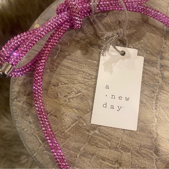 Pink Rhinestone Bow Headband A New Day NWT - Picture 5 of 7